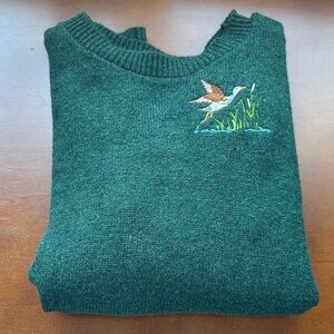 Canyon Sky Green Sweater embroidered duck